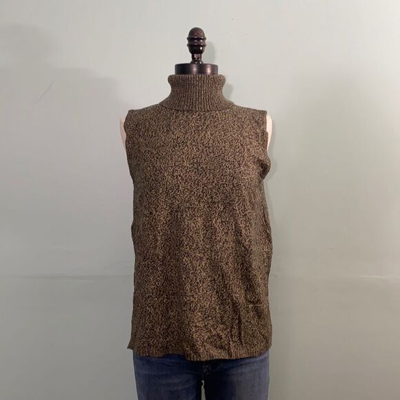 Vintage Speckled Brown Turtleneck Sweater Tank - Picture 1 of 4